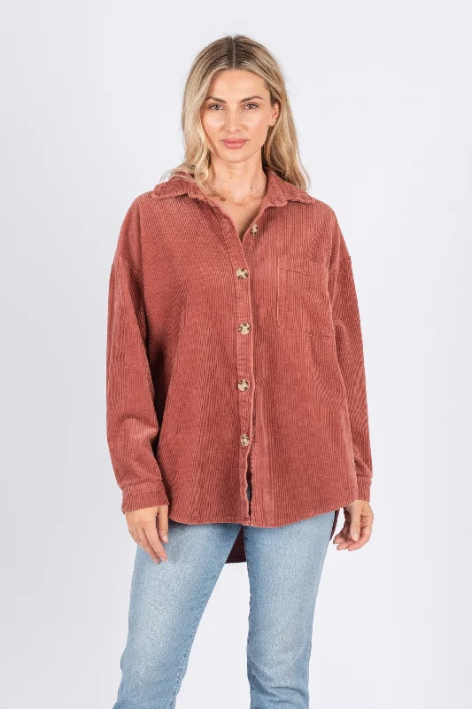 Dekota Cord Jacket Burgundy Ribbed Jacket Pleated Jacket Ruffled Jacket