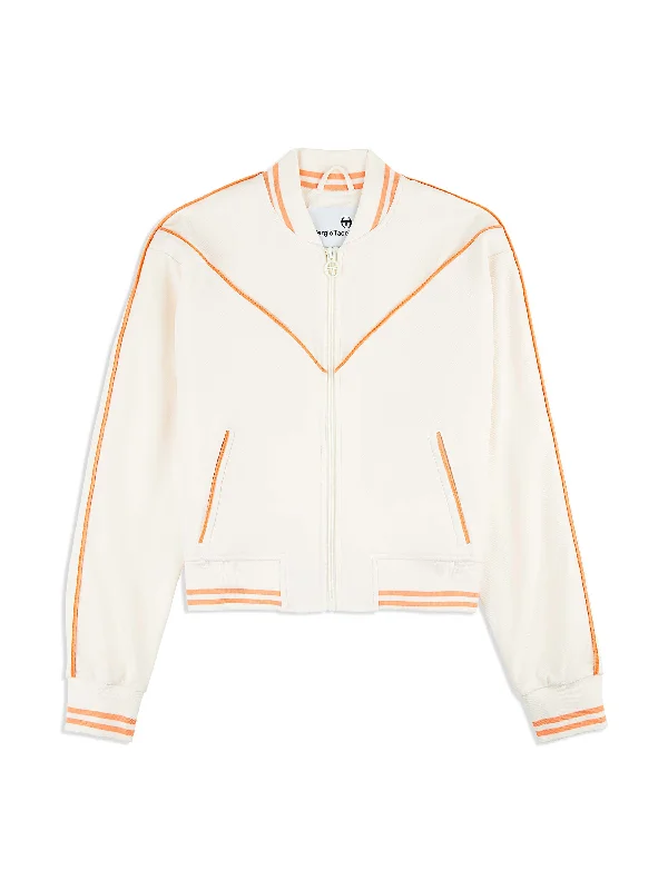 Pavia Twill Bomber Jacket- Gardenia Front Pockets Side Pockets Patch Pockets