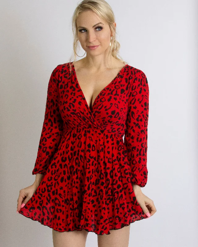 Red cheetah dress