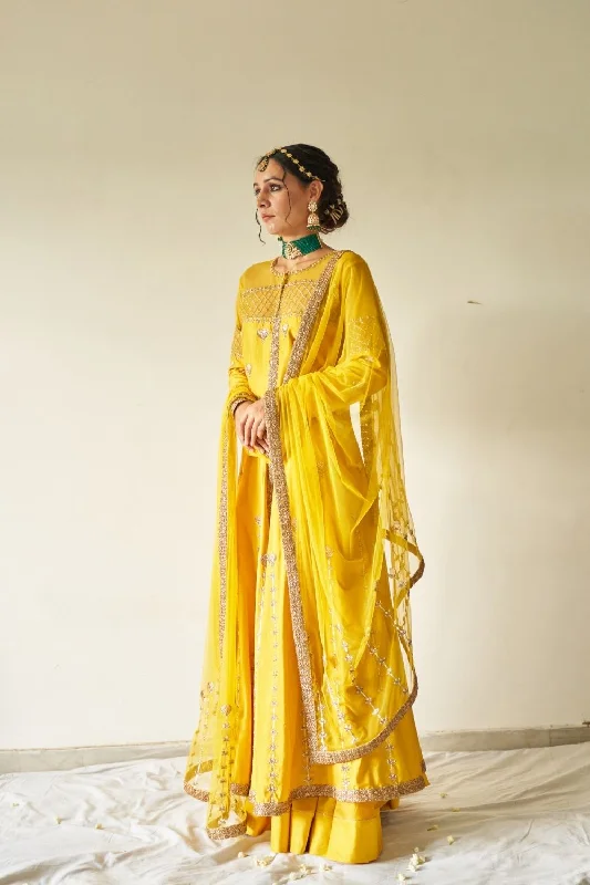 Yellow heavy jacket, skirt and dupatta set Cotton Jacket Linen Jacket Terry Jacket