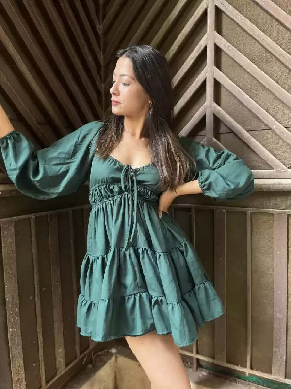 TANDUL  Women Fit and Flare Green Dress