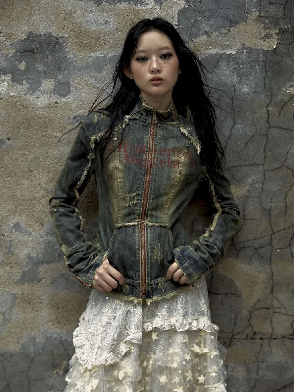 Standing Collar Denim Jacket【s0000009758】 Nylon Jacket Polyester Jacket Spandex Jacket Standing Collar Denim Jacket【s0000009758】 Nylon Jacket Polyester Jacket Spandex Jacket
