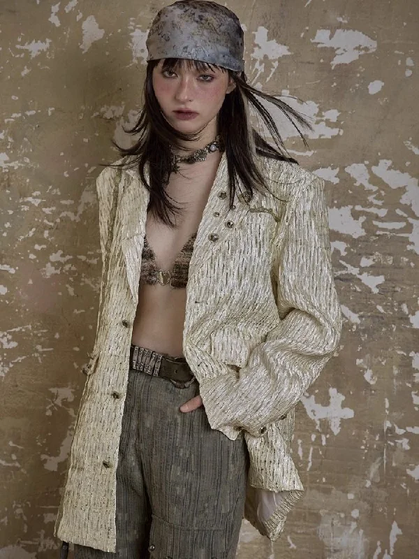 Retro loose oversize suit jacket【s0000003911】 Chenille Fabric Brocade Fabric Lace Fabric Retro loose oversize suit jacket【s0000003911】 Chenille Fabric Brocade Fabric Lace Fabric
