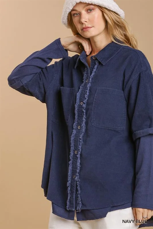 Navy Corduroy Jacket Knit Jacket Woven Jacket Fleece Jacket