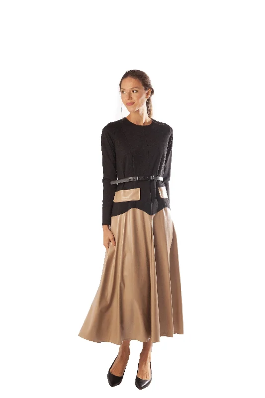 Low Waisted Vegan Leather Skirt Dress
