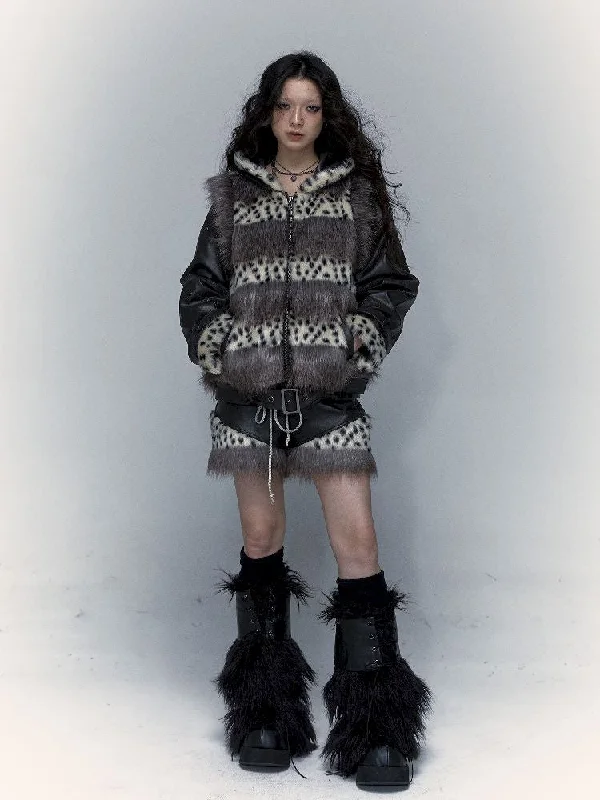 Dark Punk Hooded Leopard Print Fur Vest Long Sleeve Jacket【s0000005014】 Notch Collar Peter Pan Collar Cowl Neck Dark Punk Hooded Leopard Print Fur Vest Long Sleeve Jacket【s0000005014】 Notch Collar Peter Pan Collar Cowl Neck