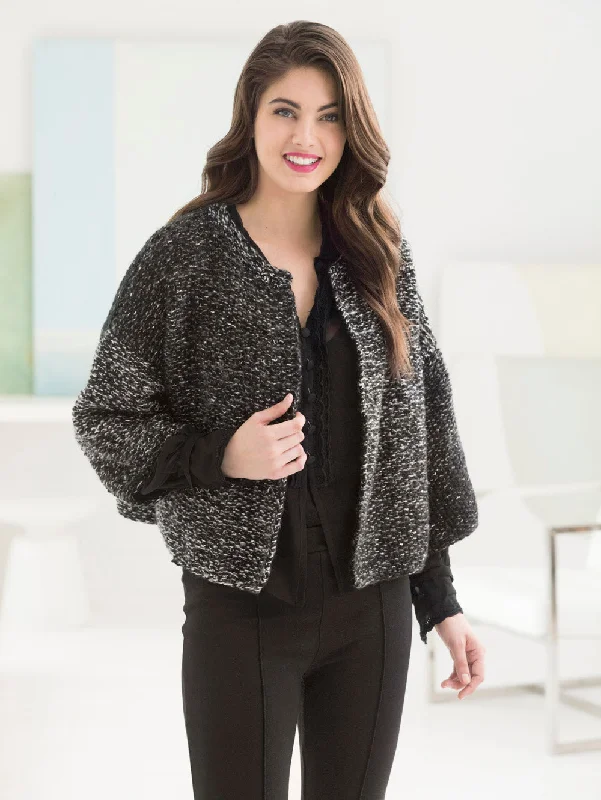 Licorice Cardigan (Knit) Real Fur Shearling Chenille