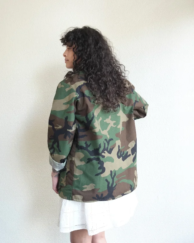 Woodland Camo Jacket Belted Jacket Elasticated Jacket Padded Jacket