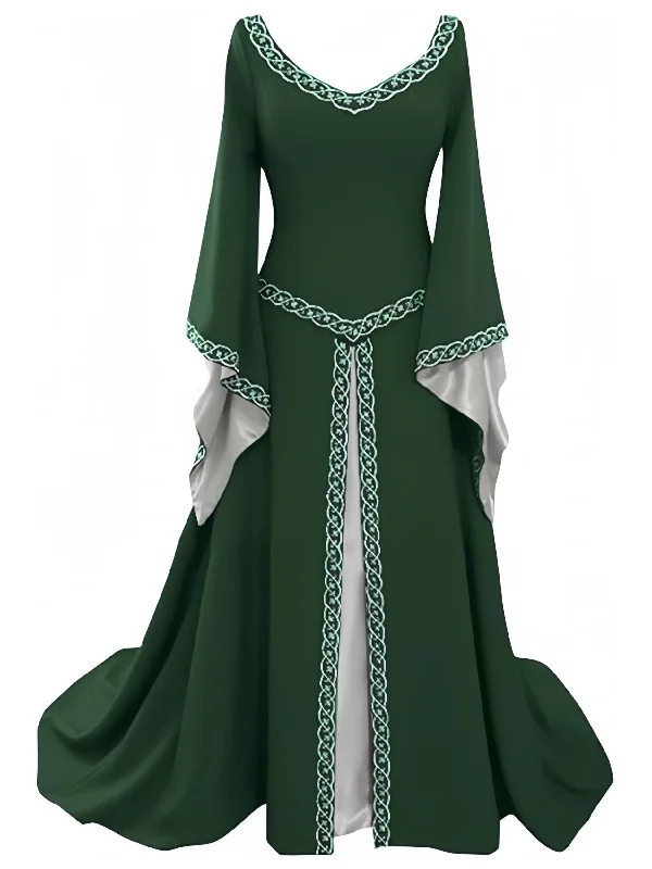 A-Line/Princess V-Neck Long Sleeves Asymmetrical Vintage Dress
