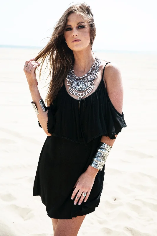 Jana Off-Shoulder Sun Dress - Black