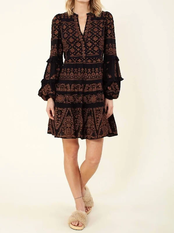 Adira Dress In Black/bronze