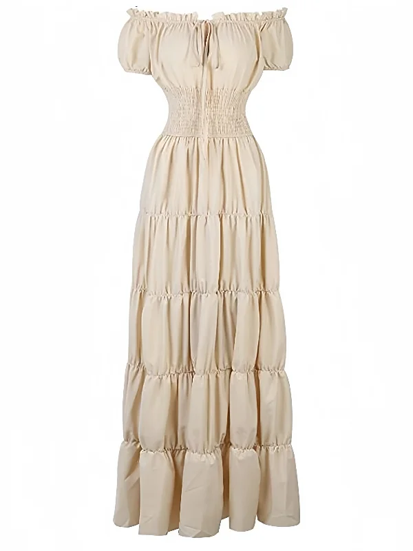 A-Line/Princess Strapless Sleeveless Ankle-Length Vintage Dress with Ruffles