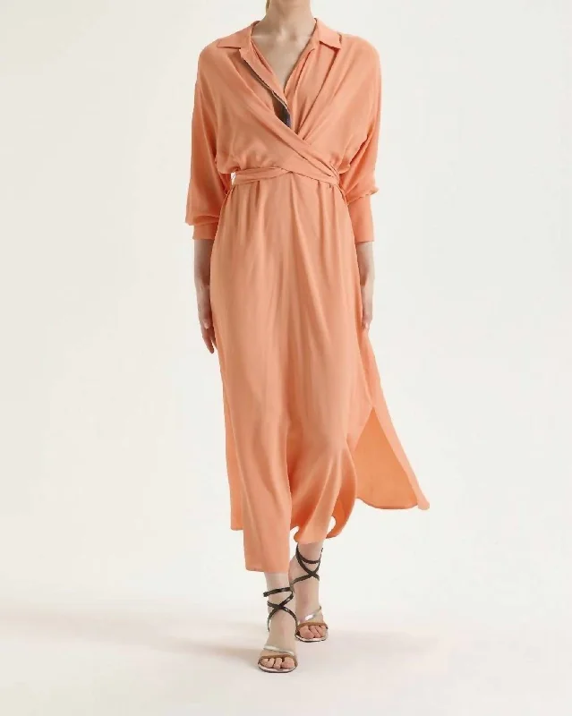 Crepe Dress In Orange