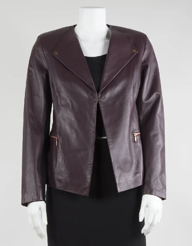 Isabella Oliver Maternity Jacket In Burgundy Leather - 2 US Trench Coat Raincoat Waterproof Jacket