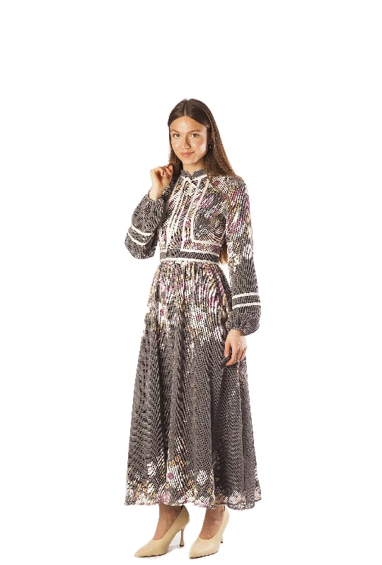 Floral Bouquets Print Mesh Dress