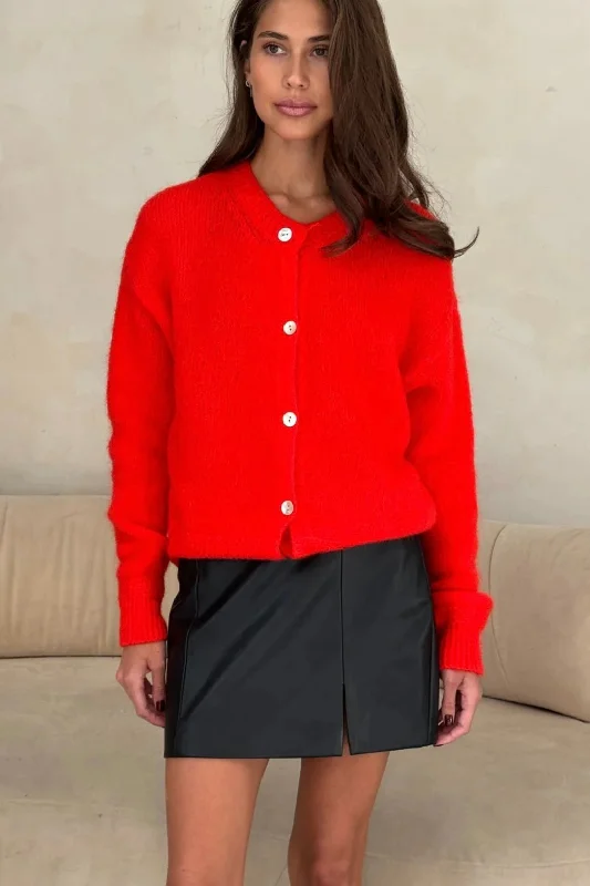 Charli - Reyna Cardigan (pomegranate) Real Fur Shearling Chenille