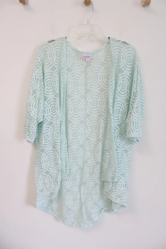 LuLaRoe Mint Green Lace Cardigan | S Front Pockets Side Pockets Patch Pockets