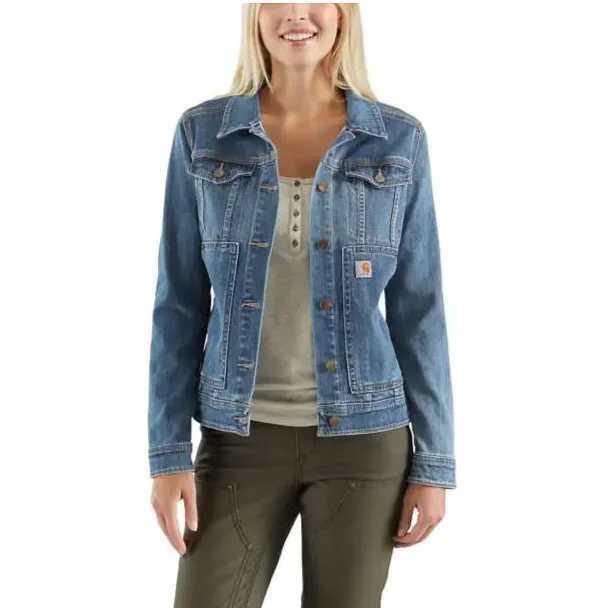 CARHARTT WOMEN'S RUGGED FLEX RELAXED FIT DENIM JACKET 102970 One-Shoulder Jacket Off-the-Shoulder Jacket Asymmetrical Jacket CARHARTT WOMEN'S RUGGED FLEX RELAXED FIT DENIM JACKET 102970 One-Shoulder Jacket Off-the-Shoulder Jacket Asymmetrical Jacket