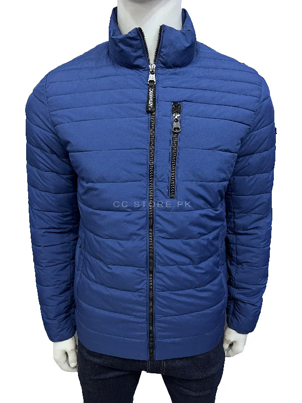 CK Royal Blue Puffer Jacket with Front Pocket Detail Insulated Jacket Fitted Jacket Loose Jacket CK Royal Blue Puffer Jacket with Front Pocket Detail Insulated Jacket Fitted Jacket Loose Jacket