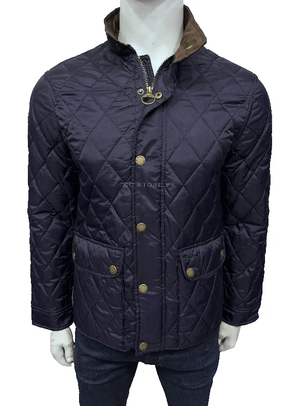 Barbour Diamond Quilted Navy Blue Jacket Cotton Fabric Linen Fabric Terry Fabric
