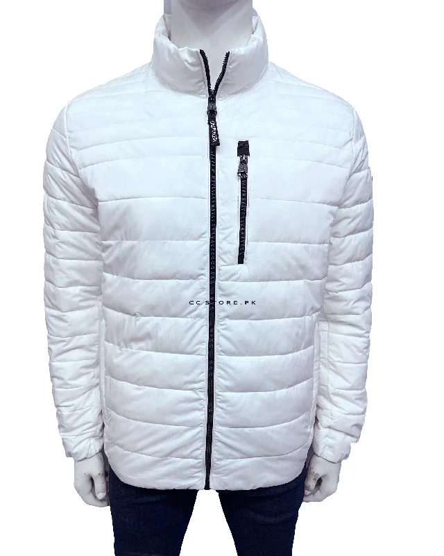 Ck White Puffer Jacket with Front Pocket Detail Anorak Shell Jacket Lightweight Jacket
