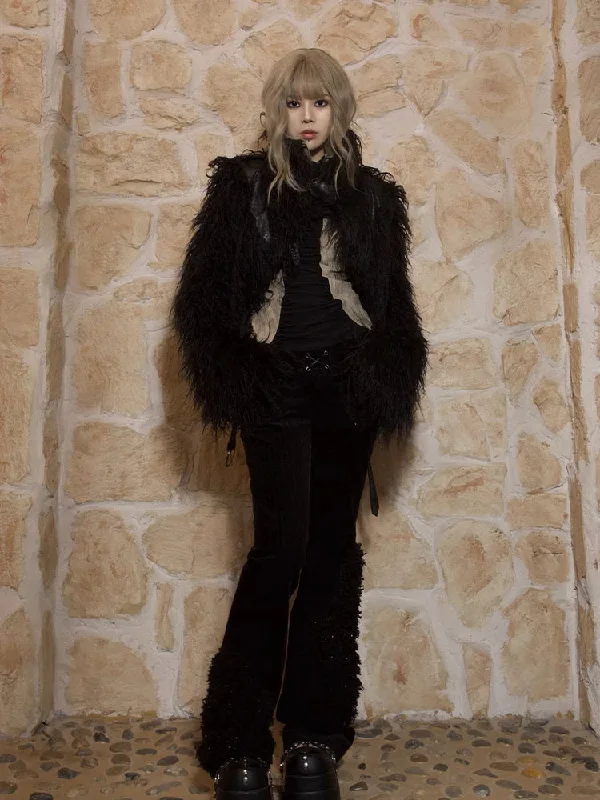 Punk fur jacket【s0000005664】 Striped Jacket Polka Dot Jacket Floral Jacket