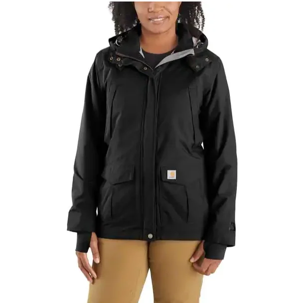 CARHARTT WOMEN'S STORM DEFENDER RELAXED FIT HEAVYWEIGHT JACKET BLACK 102382 V-Neck Jacket Boat Neck Jacket Square Neck Jacket