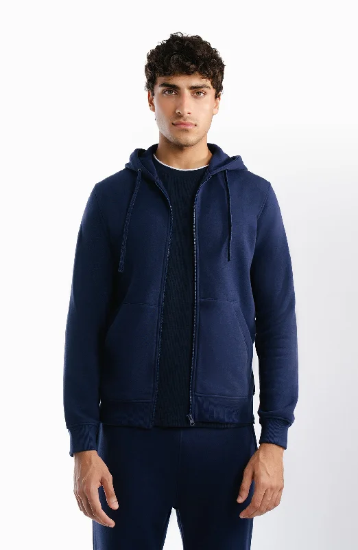 Thermal Jacket - Navy Blue Stand-Up Collar Roll-Neck Collar Turtle Neck