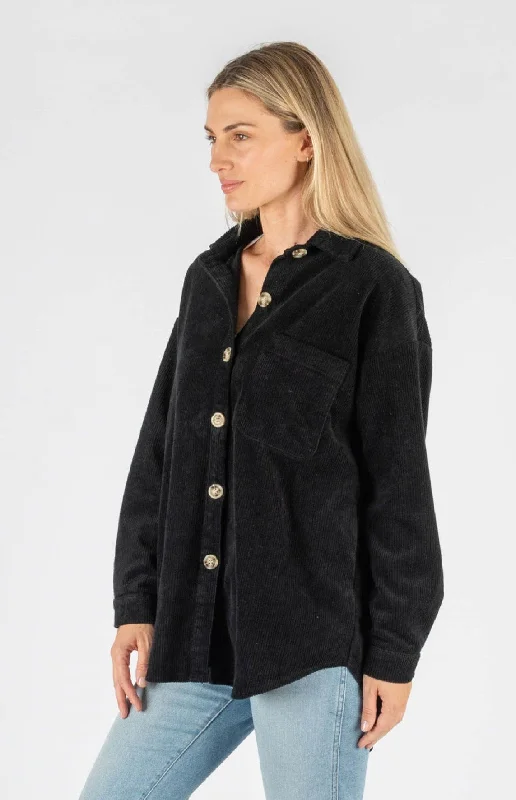Dekota Cord Jacket Black Snapped Jacket Toggled Jacket Drawstring Jacket