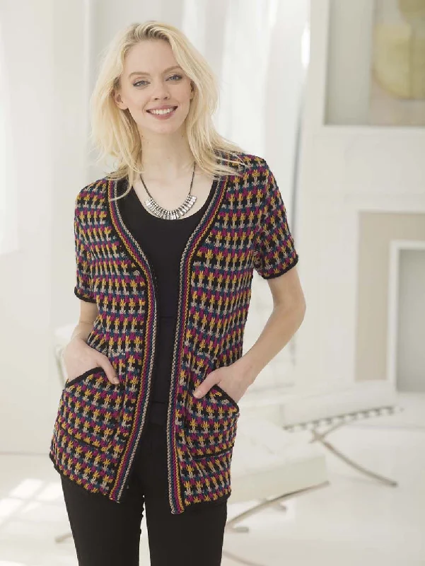 Shimmer Nights Slip Stitch Cardigan Pattern (Knit) Knit Fabric Woven Fabric Fleece Fabric