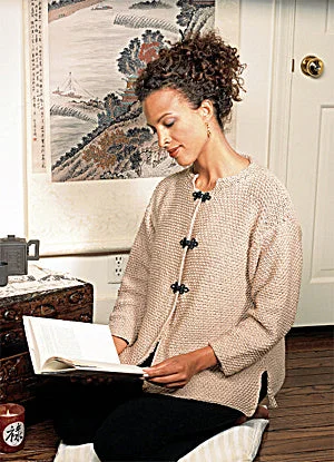 Knitted Mandarin Collar Cardigan Toggled Drawstring Belted
