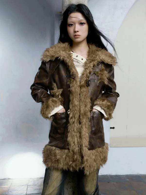 Star Leather Quilted Wool Mid-Length Jacket【s0000004517】 Faux Fur Fabric Real Fur Fabric Shearling Fabric Star Leather Quilted Wool Mid-Length Jacket【s0000004517】 Faux Fur Fabric Real Fur Fabric Shearling Fabric