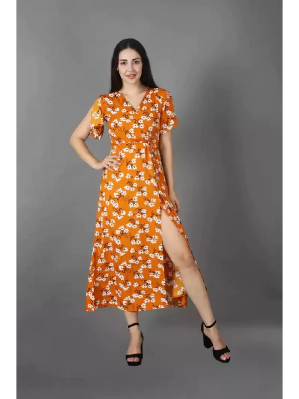 TANDUL  Women Maxi Yellow Dress With Mask