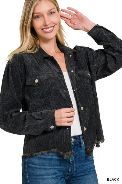 Black Distressed Corduroy Cropped Jacket Notch Collar Jacket Peter Pan Collar Jacket Cowl Neck Jacket Black Distressed Corduroy Cropped Jacket Notch Collar Jacket Peter Pan Collar Jacket Cowl Neck Jacket