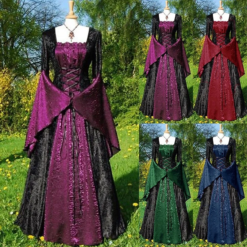 A-Line/Princess Off-the-Shoulder Long Sleeves Floor-Length Vintage Dress