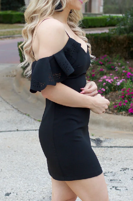 Black Off Shoulder Little Black Dress