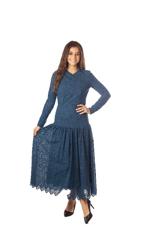 Side Draped Drop Waist Dress