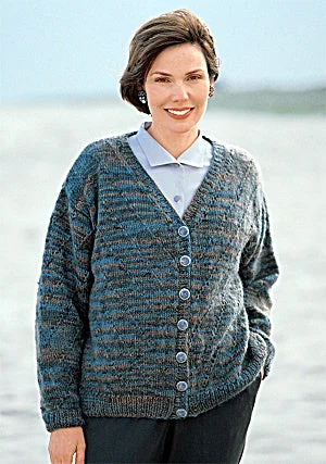 Diagonal Cardigan Knit Boat Neck Shawl Collar Notched Collar