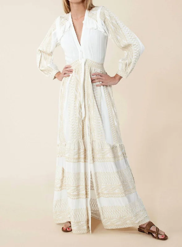 Natasha Embroidered Dress In Ivory