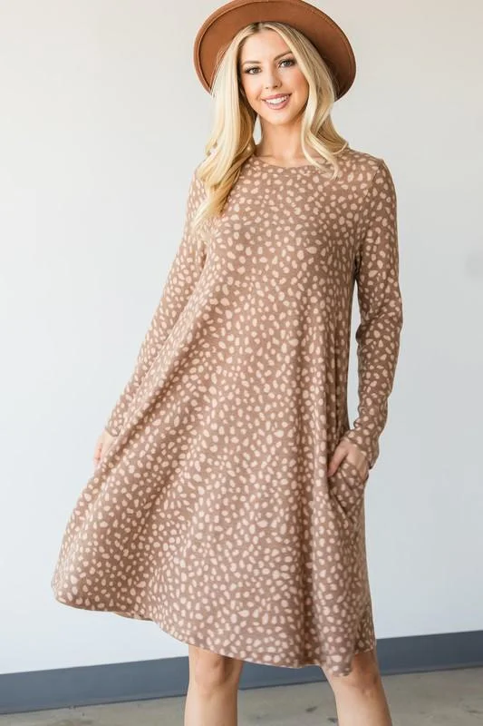 PL Mocha Leo Mid Dress