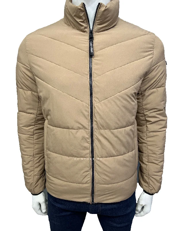 CK Khaki Cross Puffer Jacket Rayon Fabric Velvet Fabric Corduroy Fabric