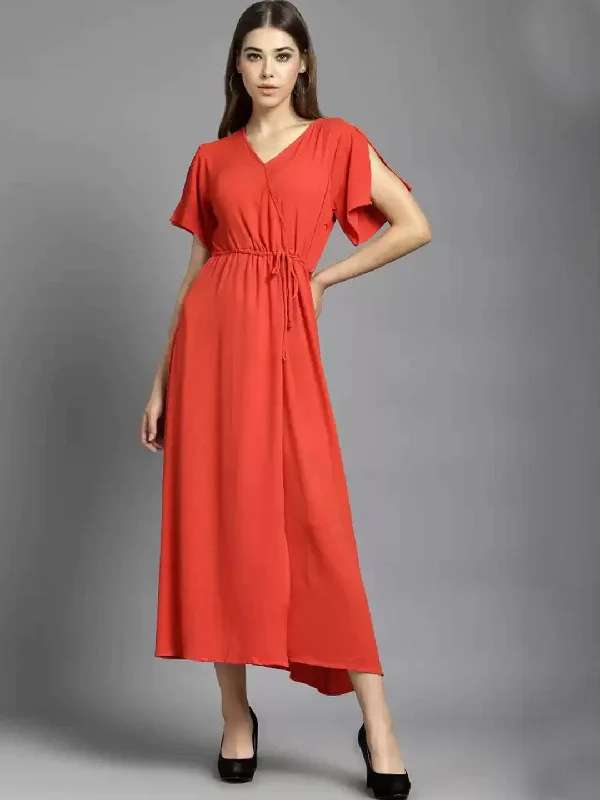 TANDUL  Women Layered Red Dress