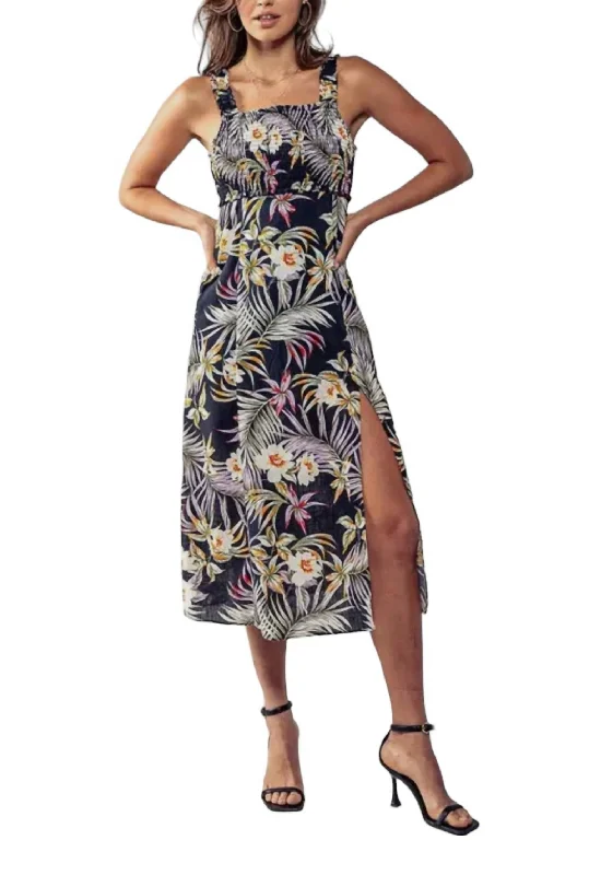 Tropical Dreams Dress In Navy