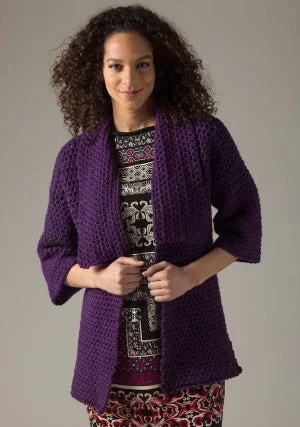 Level 1 Crocheted Cardigan (Crochet) Lace Blend Ribbed Blend Corduroy Blend