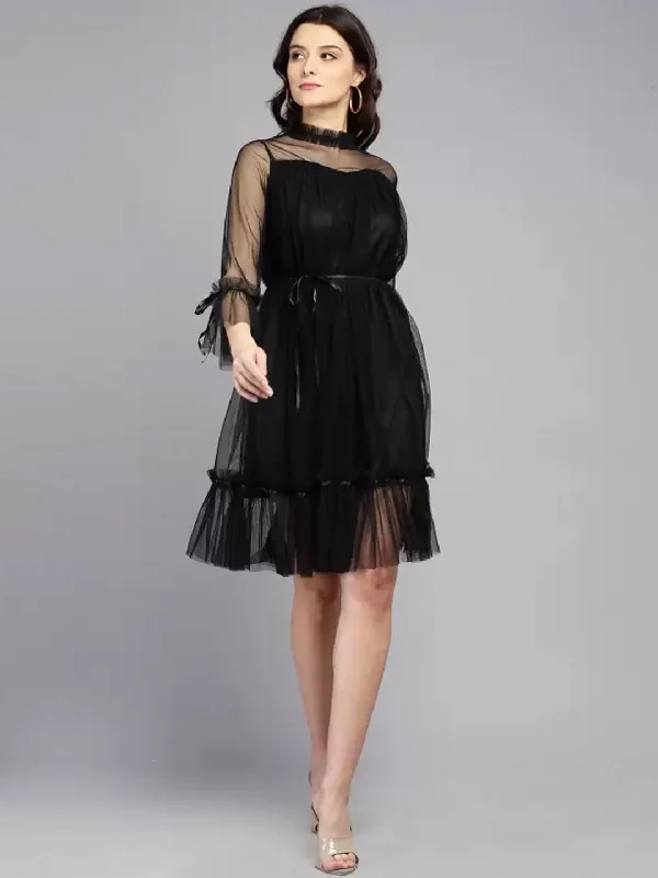 TANDUL  Women Fit and Flare Black Dress