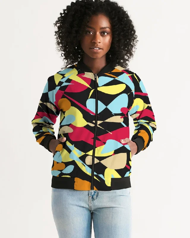 When Confused Black Women's Bomber Jacket Cotton Fabric Linen Fabric Terry Fabric