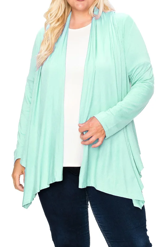 Women's Plus Size Casual Long Sleeve Drape Open Front Cardigan Oversized Loose Flowy Women's Plus Size Casual Long Sleeve Drape Open Front Cardigan Oversized Loose Flowy