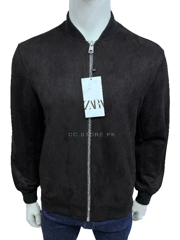 ZR Suede Black Bomber Jacket (333) Chenille Jacket Brocade Jacket Lace Jacket
