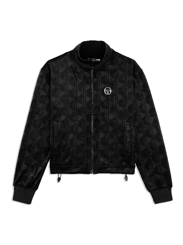 Gabrisa Velour Track Jacket- Black Beauty V-Neck Jacket Boat Neck Jacket Square Neck Jacket