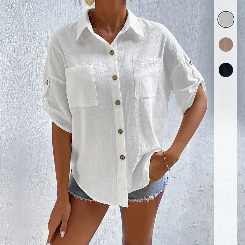 IKEARLAX New popular new summer 2025 Popular trade button-up cardigan top short-sleeved pocket lapel shirt Fitted Slim Tailored IKEARLAX New popular new summer 2025 Popular trade button-up cardigan top short-sleeved pocket lapel shirt Fitted Slim Tailored